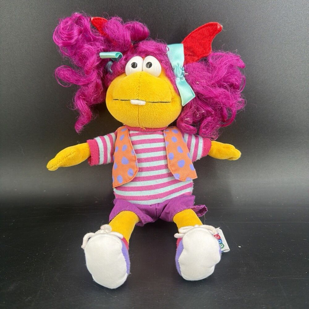 VTG EDEN Wimzie’s House Plush Stuffed Doll 10” PBS Cinar 1999 Purple Hair